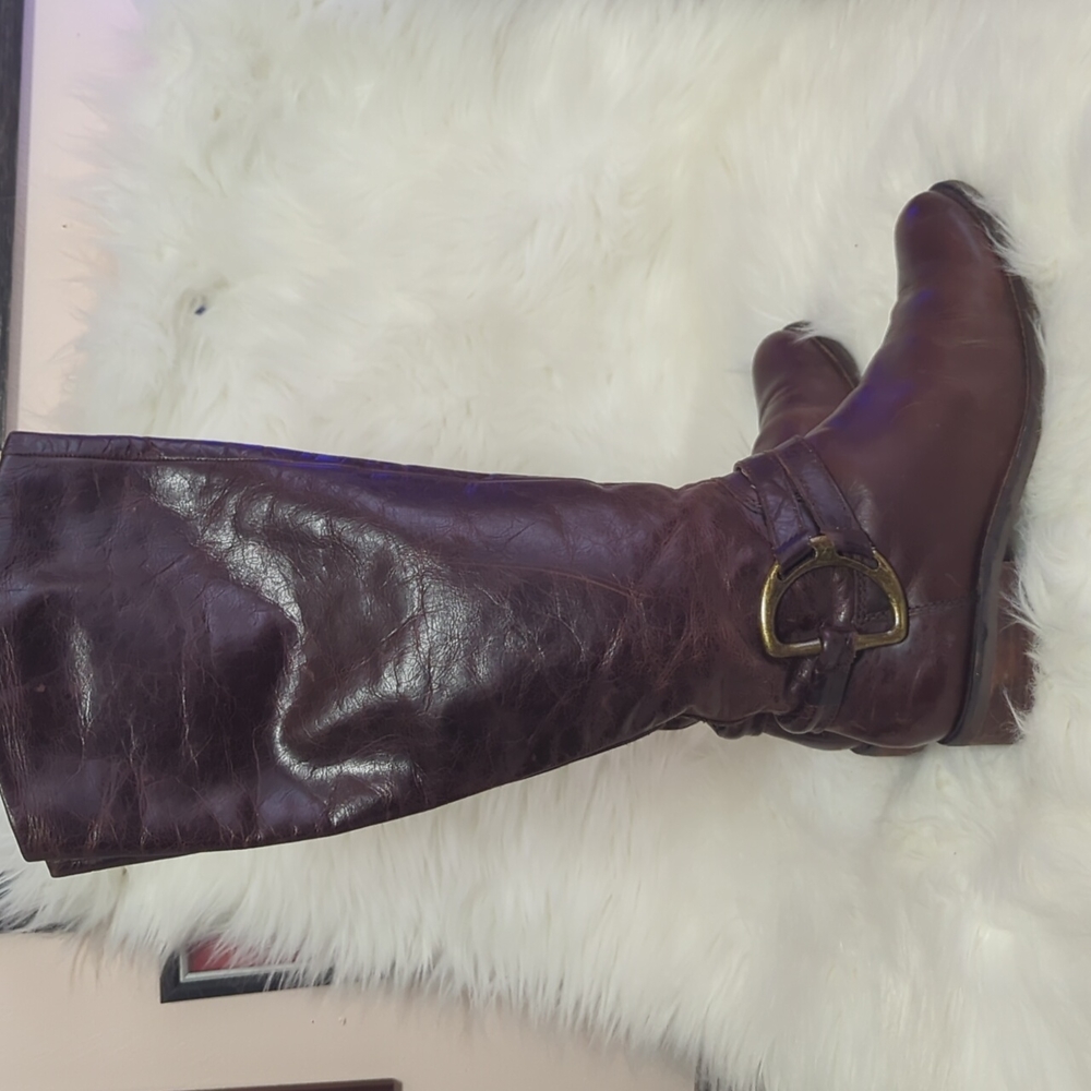 Jessica Simpson Brown Suede Knee High Heeled Boots Size 6.5 Pointed Toe